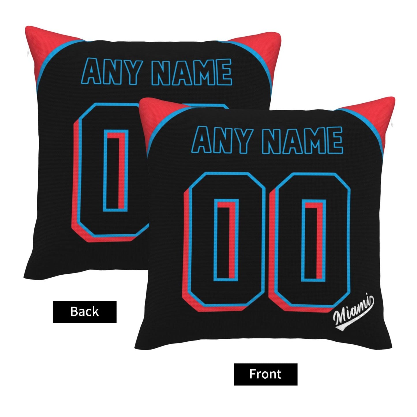 Custom Miami Marlins Pillow Decorative Throw Pillow Case - Print Personalized Football Team Fans Name & Number Birthday Gift Football Pillows