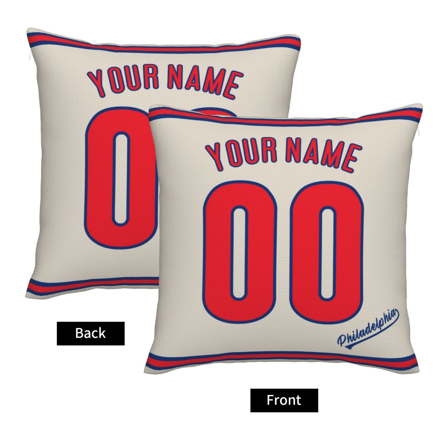 Custom Philadelphia Phillies Pillow Decorative Throw Pillow Case - Print Personalized Football Team Fans Name & Number Birthday Gift Football Pillows