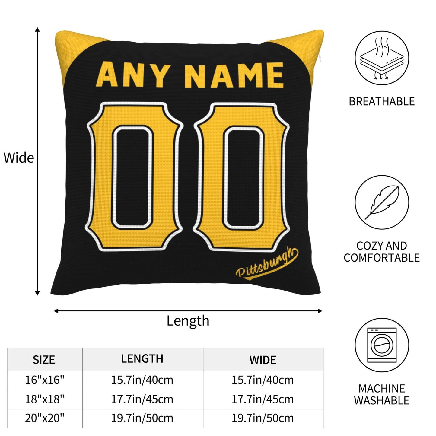Custom Pittsburgh Pirates Pillow Decorative Throw Pillow Case - Print Personalized Football Team Fans Name & Number Birthday Gift Football Pillows