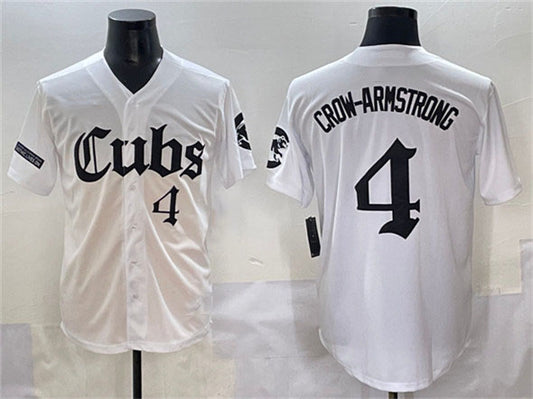 Chicago Cubs #4 Pete Crow-Armstrong White 'Gothic North Side Edition' Vapor Premier Limited Stitched Baseball Jersey