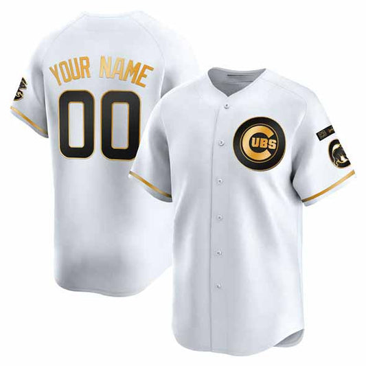 Custom Chicago Cubs Active Player White Gold 'Ryne Sandberg Tribute' Vapor Limited V3 Stitched Baseball Jersey