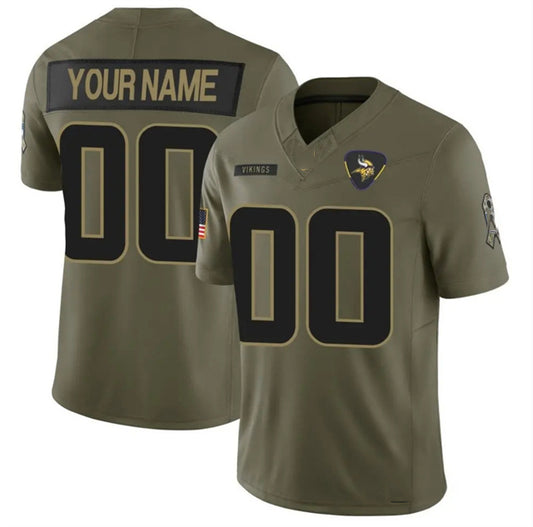 Custom MN.Vikings Active Player Olive 2025 F.U.S.E. Salute to Service Limited Stitched Football Jersey