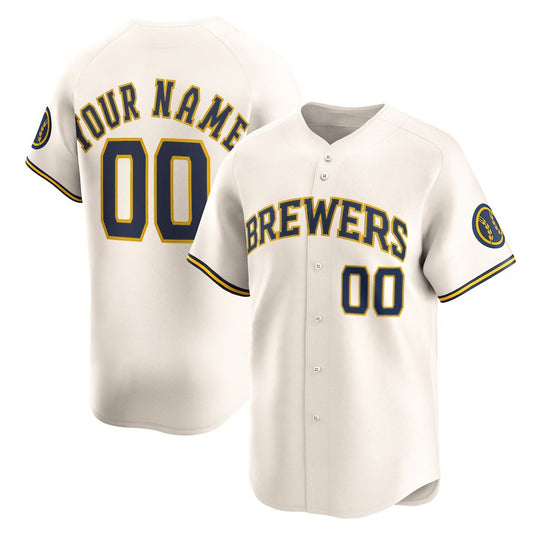 Custom Milwaukee Brewers Home Limited Jersey – Cream Stitched Baseball Jersey