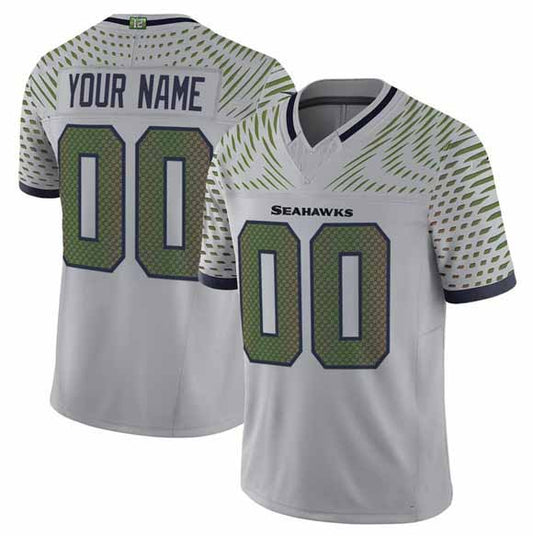 Custom S.Seahawks Active Player Gray 2025 F.U.S.E. “Rivalries” Vapor Untouchable Limited Stitched Football Jersey