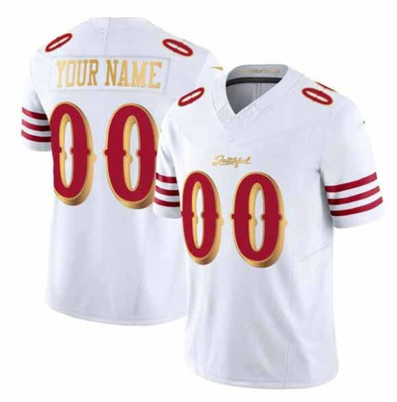 Custom SF.49ers Active Player White Gold 2025 F.U.S.E. “Rivalries” Vapor Limited Football Stitched Jersey