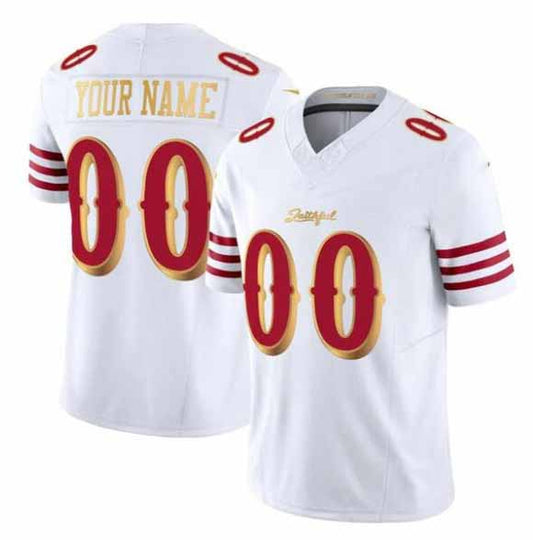 Custom SF.49ers Active Player White Gold 2025 F.U.S.E. “Rivalries” Vapor Limited Football Stitched Jersey