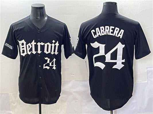 Detroit Tigers #24 Miguel Cabrera Black 'Motor Gothic Edition' Vapor Premier Limited Stitched Baseball Jersey