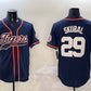 Detroit Tigers #29 Tarik Skubal Navy With Patch Cool Base Stitched Baseball Jersey