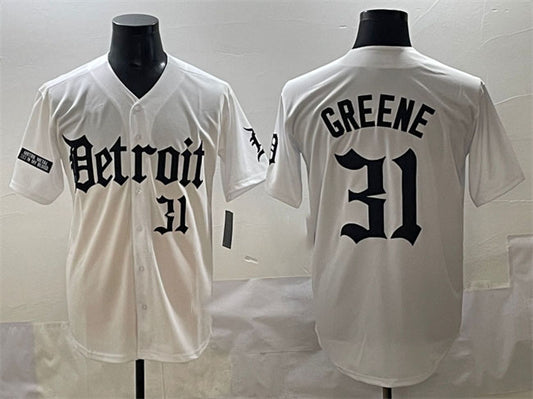 Detroit Tigers #31 Riley Greene White 'Motor Gothic Edition' Vapor Premier Limited Stitched Baseball Jersey
