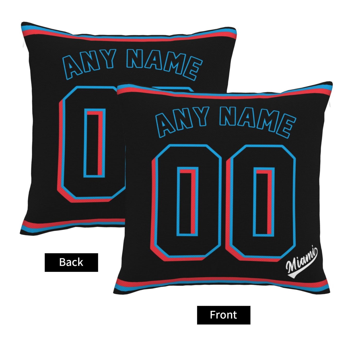 Custom Miami Marlins Pillow Decorative Throw Pillow Case - Print Personalized Football Team Fans Name & Number Birthday Gift Football Pillows