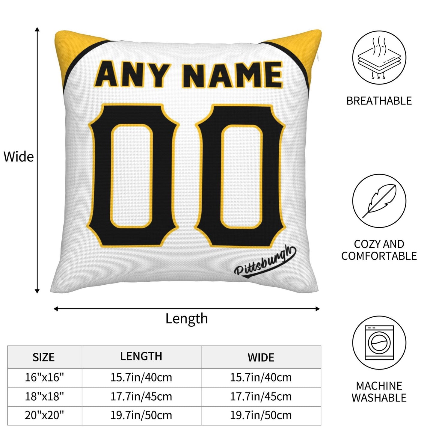 Custom Pittsburgh Pirates Pillow Decorative Throw Pillow Case - Print Personalized Football Team Fans Name & Number Birthday Gift Football Pillows