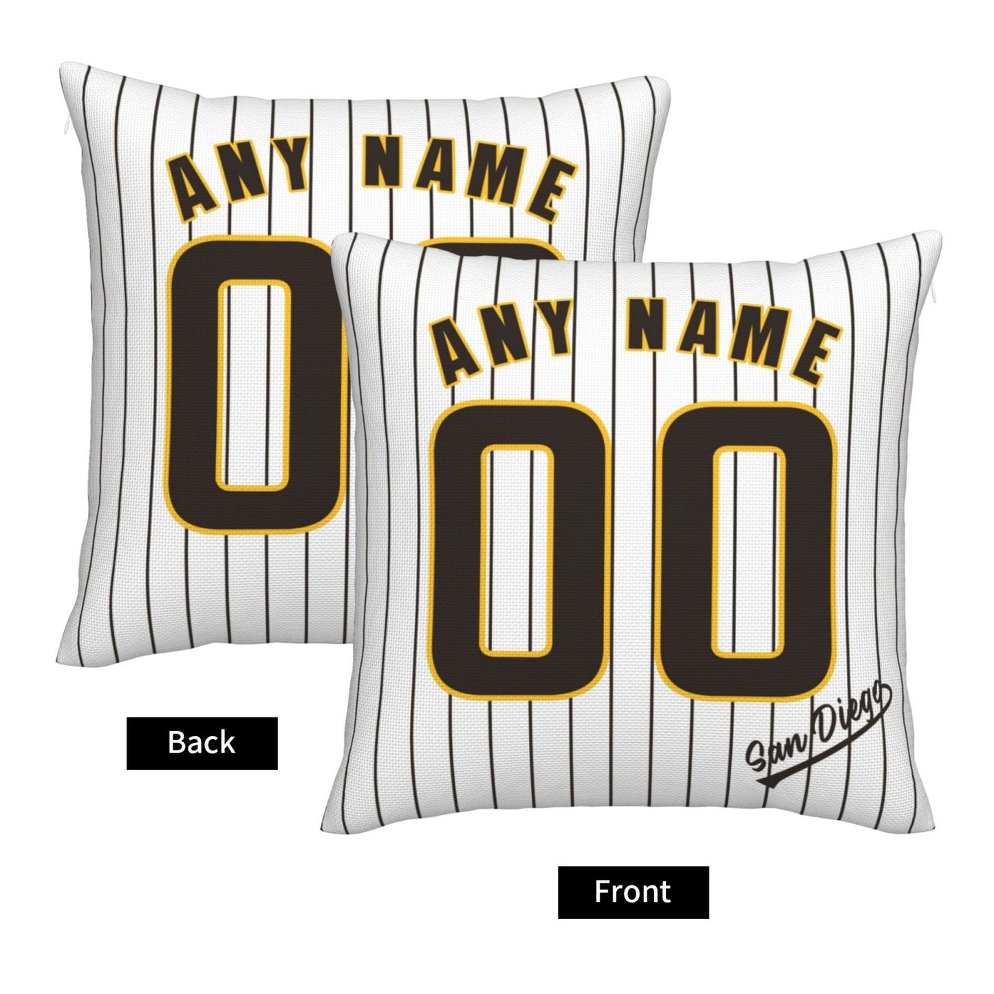 Custom San Diego Padres Pillow Decorative Throw Pillow Case - Print Personalized Football Team Fans Name & Number Birthday Gift Football Pillows