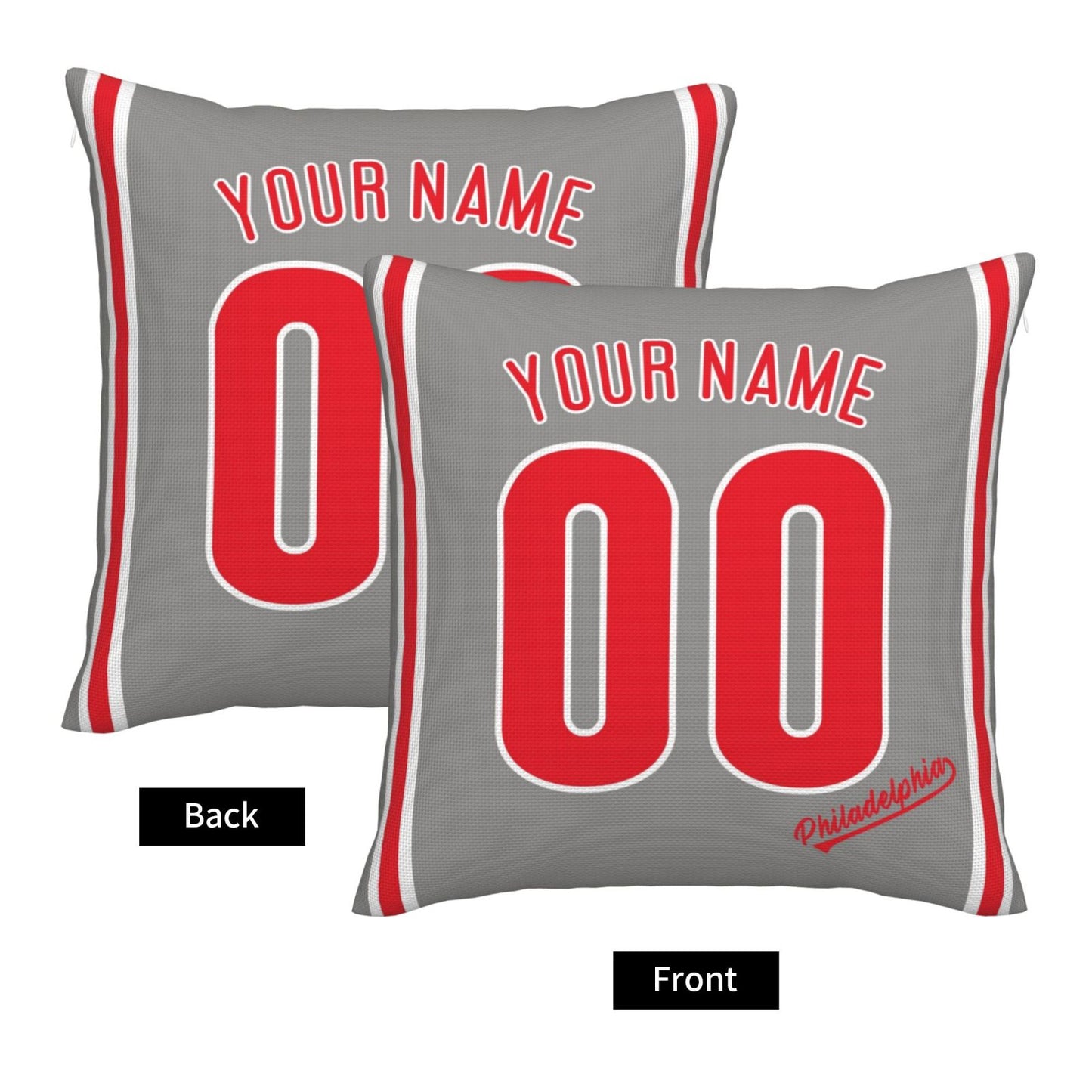 Custom Philadelphia Phillies Pillow Decorative Throw Pillow Case - Print Personalized Football Team Fans Name & Number Birthday Gift Football Pillows