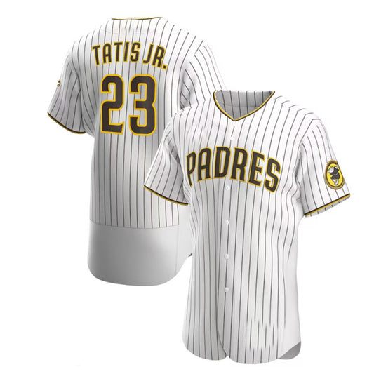 San Diego Padres #23 Fernando Tatís Jr. Home Authentic Player Jersey - White Brown Baseball Jerseys