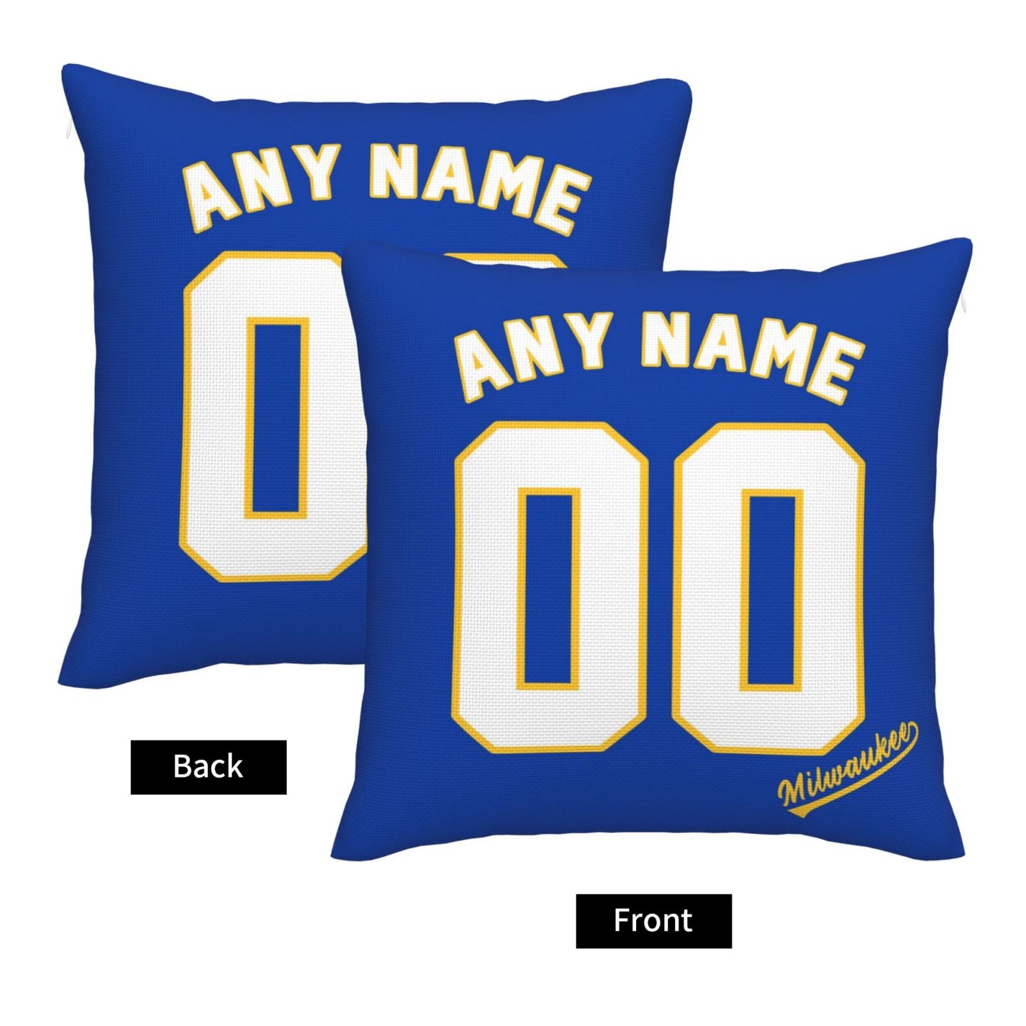 Custom Milwaukee Brewers Pillow Decorative Throw Pillow Case - Print Personalized Football Team Fans Name & Number Birthday Gift Football Pillows