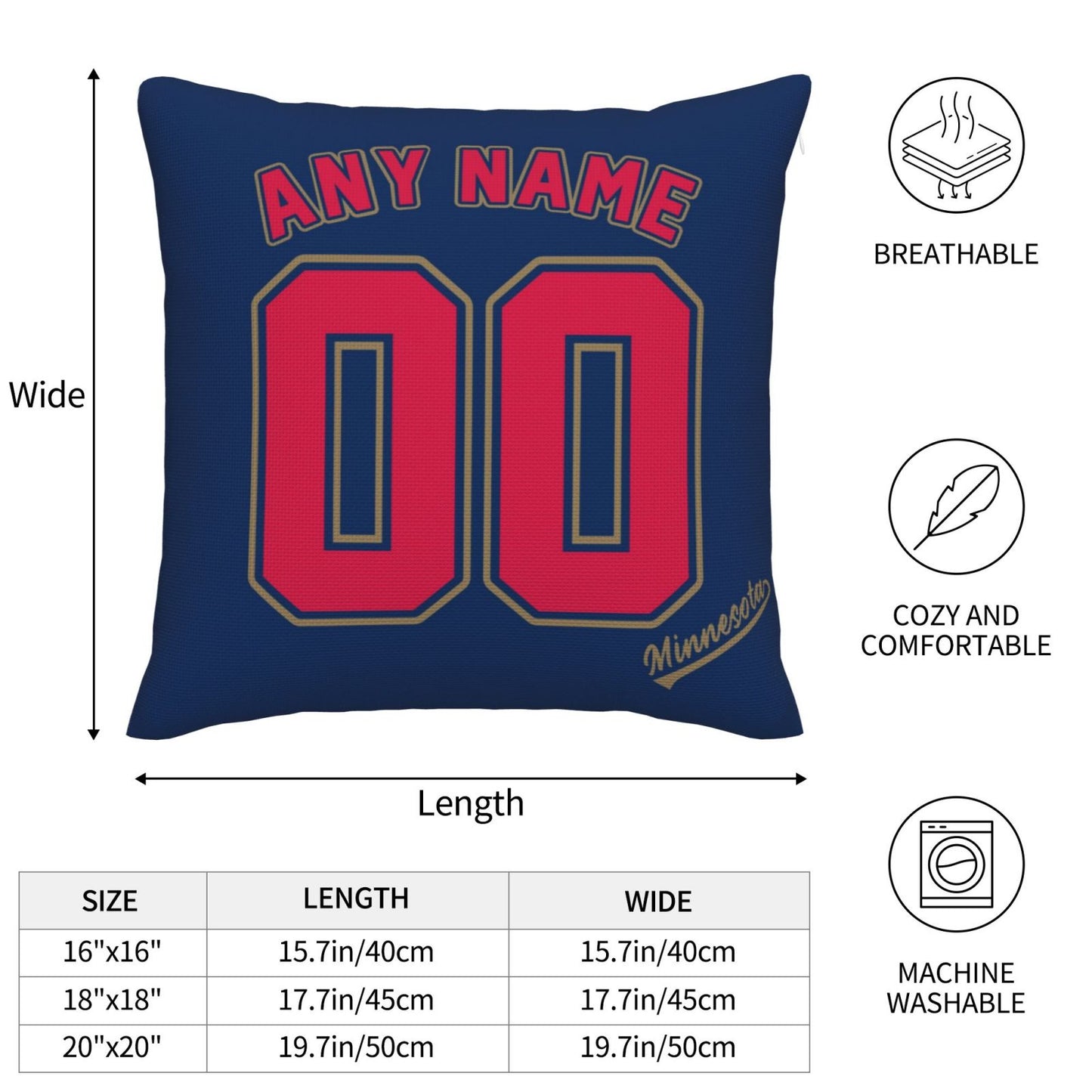 Custom Minnesota Twins Pillow Decorative Throw Pillow Case - Print Personalized Football Team Fans Name & Number Birthday Gift Football Pillows