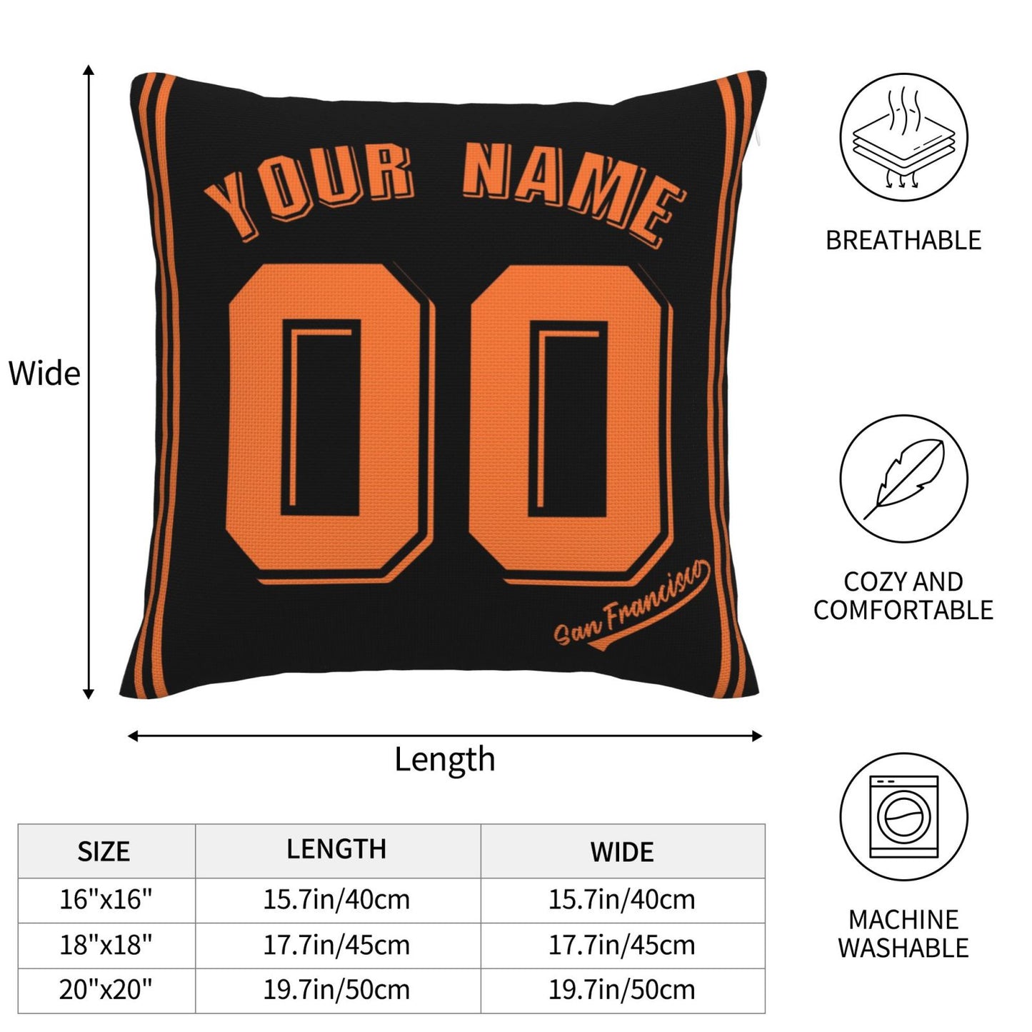 Custom San Francisco Giants Pillow Decorative Throw Pillow Case - Print Personalized Football Team Fans Name & Number Birthday Gift Football Pillows