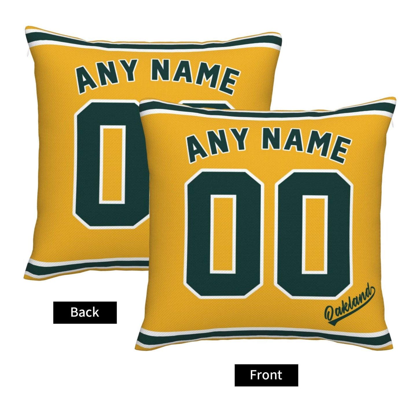 Custom Oakland Athletics Pillow Decorative Throw Pillow Case - Print Personalized Football Team Fans Name & Number Birthday Gift Football Pillows