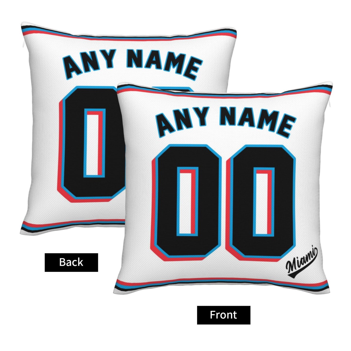Custom Miami Marlins Pillow Decorative Throw Pillow Case - Print Personalized Football Team Fans Name & Number Birthday Gift Football Pillows