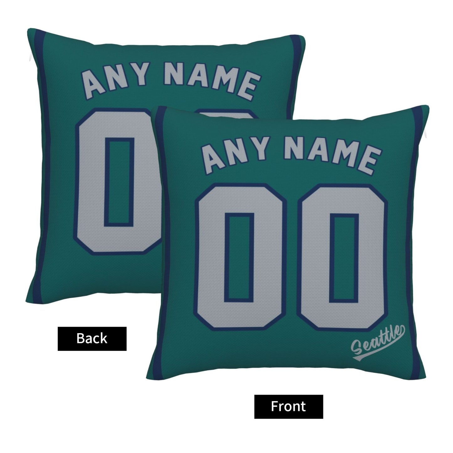 Custom Seattle Mariners Pillow Decorative Throw Pillow Case - Print Personalized Football Team Fans Name & Number Birthday Gift Football Pillows