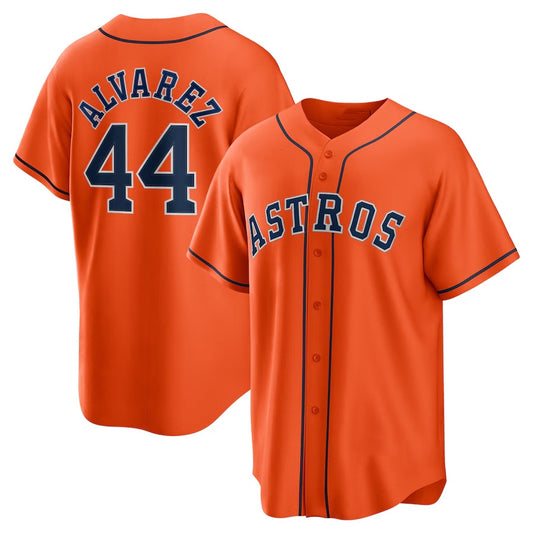 Houston Astros #44 Yordan Álvarez Alternate Replica Player Jersey - Orange Stitched Baseball Jersey