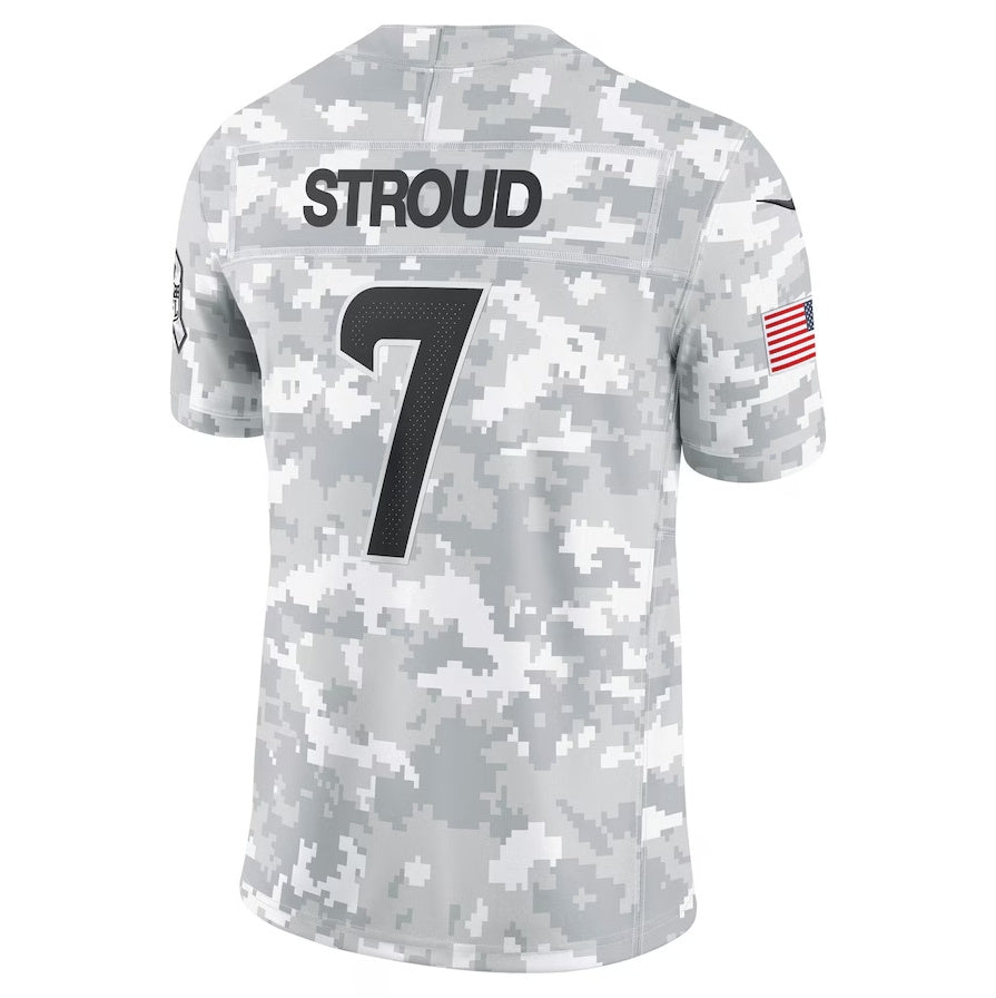 Custom H.Texans #7 C.J. Stroud Arctic Camo 2024 Salute to Service Limited Stitched American Football Jerseys