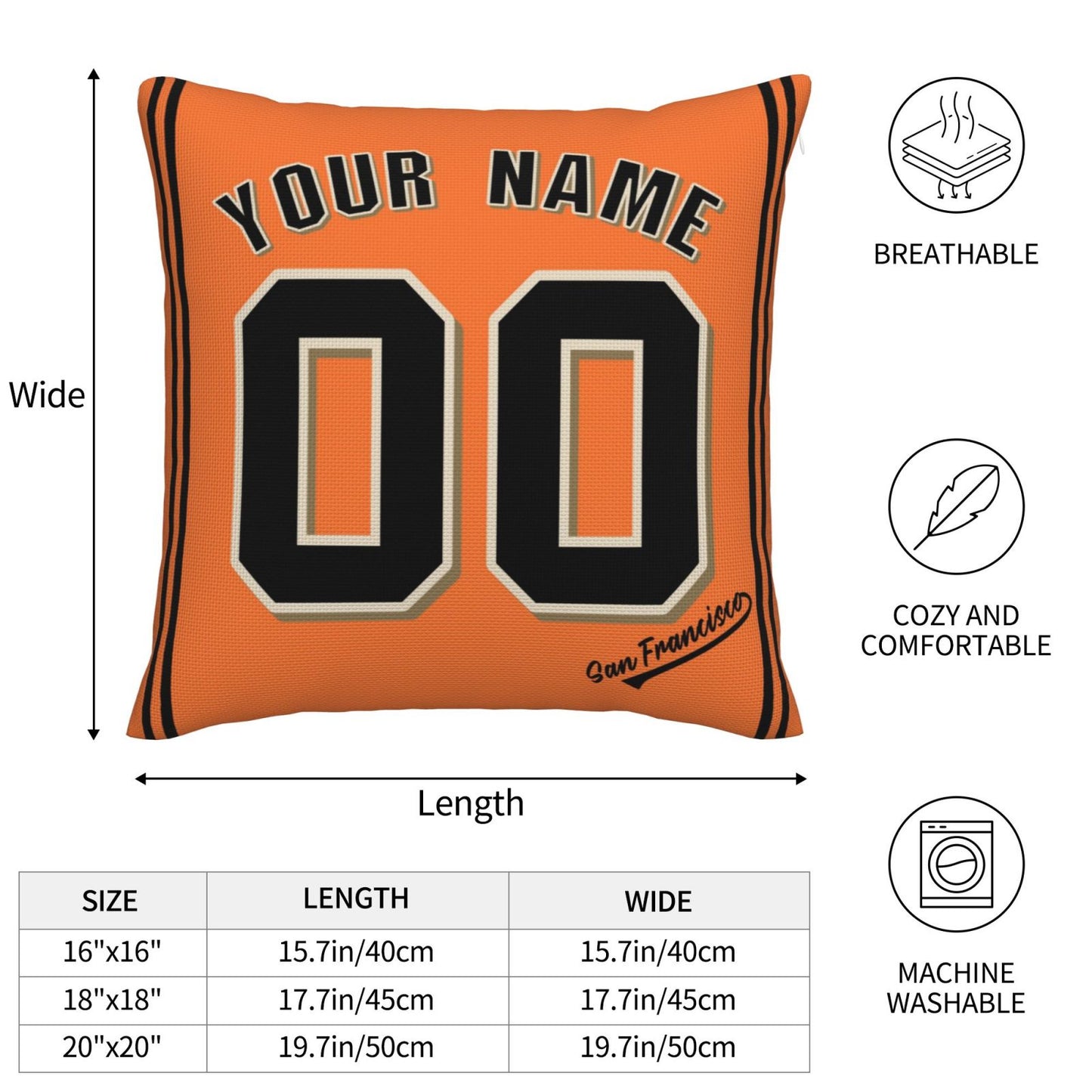 Custom San Francisco Giants Pillow Decorative Throw Pillow Case - Print Personalized Football Team Fans Name & Number Birthday Gift Football Pillows