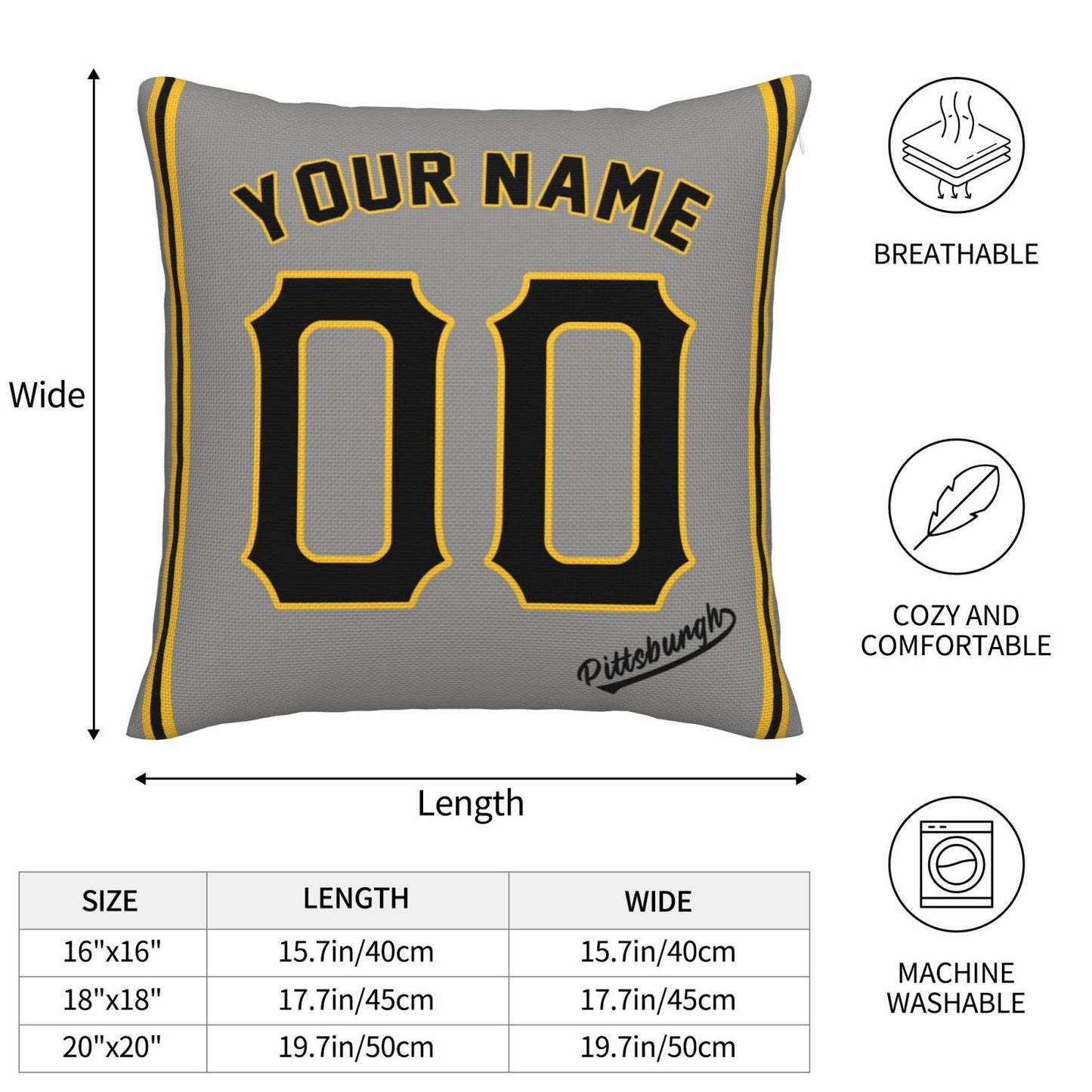 Custom Pittsburgh Pirates Pillow Decorative Throw Pillow Case - Print Personalized Football Team Fans Name & Number Birthday Gift Football Pillows