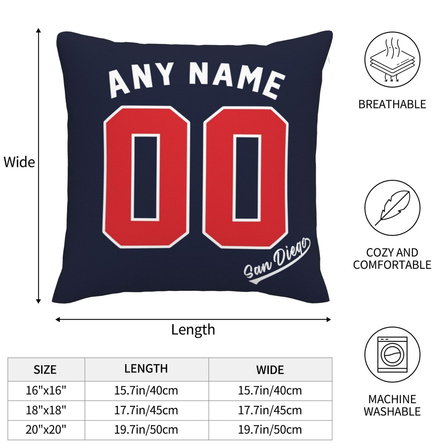 Custom San Diego Padres Pillow Decorative Throw Pillow Case - Print Personalized Football Team Fans Name & Number Birthday Gift Football Pillows