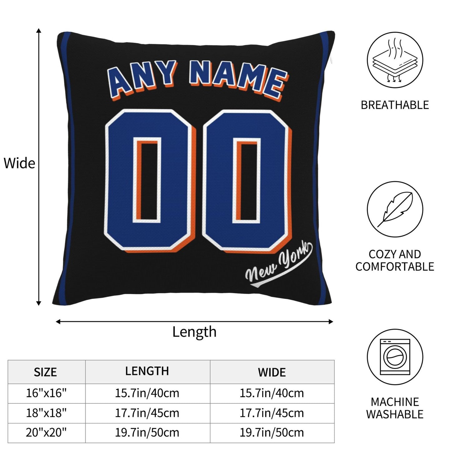 Custom New York Mets Pillow Decorative Throw Pillow Case - Print Personalized Football Team Fans Name & Number Birthday Gift Football Pillows