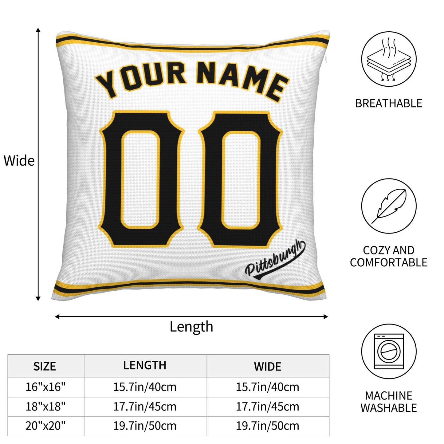 Custom Pittsburgh Pirates Pillow Decorative Throw Pillow Case - Print Personalized Football Team Fans Name & Number Birthday Gift Football Pillows