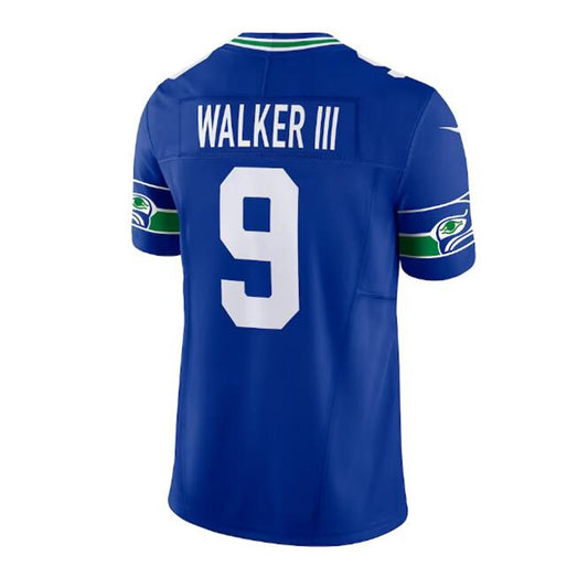 S.Seahawks #9 Kenneth Walker III Throwback Vapor F.U.S.E. Limited Jersey - Royal Stitched American Football Jerseys