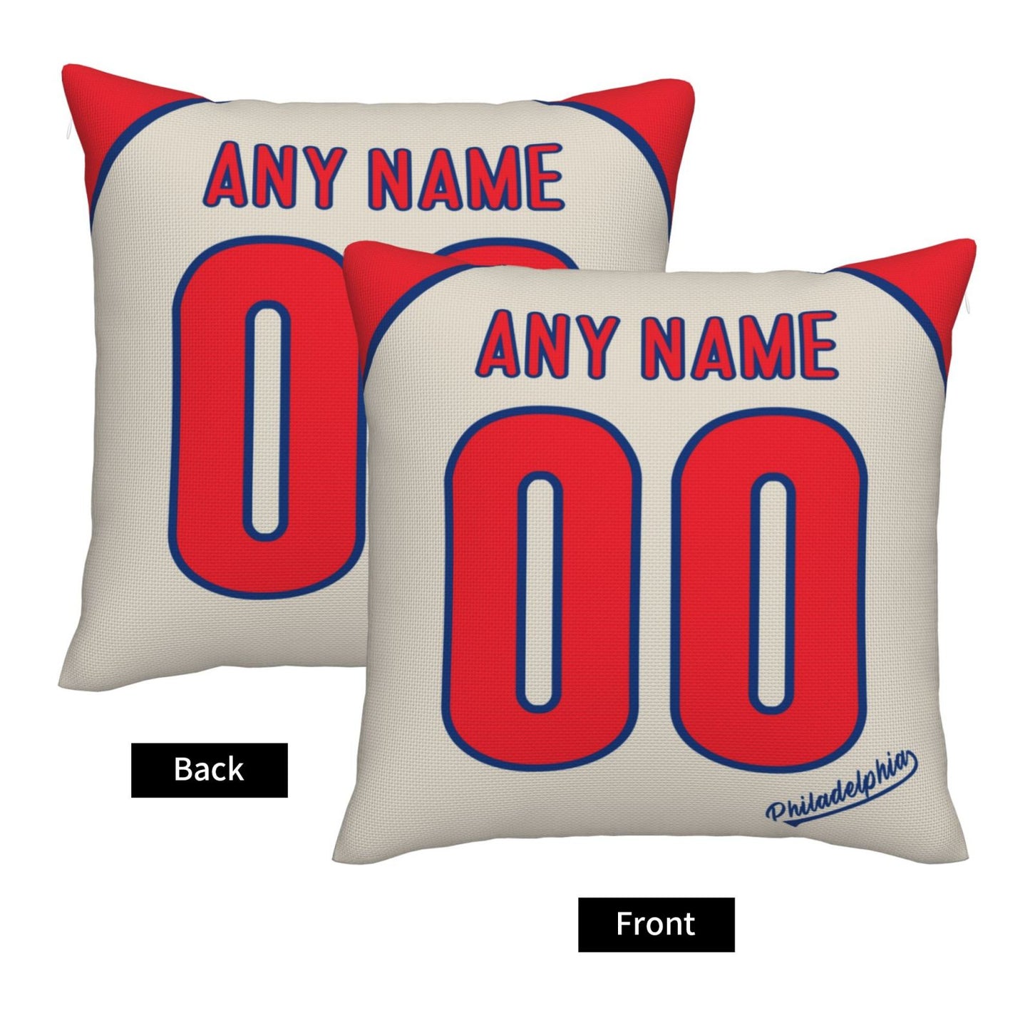 Custom Philadelphia Phillies Pillow Decorative Throw Pillow Case - Print Personalized Football Team Fans Name & Number Birthday Gift Football Pillows