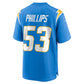 LA.Chargers #53 Del'Shawn Phillips Powder Blue Team Game Stitched American Football Jerseys