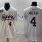 L.Tigers #4 Steven Milam White Pinstripe 2025 World Series Stitched Baseball American College Jerseys