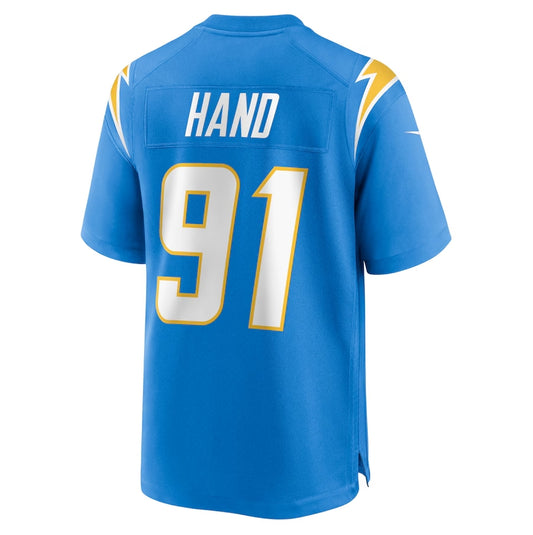 LA.Chargers #91 Da'Shawn Hand Powder Blue Team Game Stitched American Football Jerseys