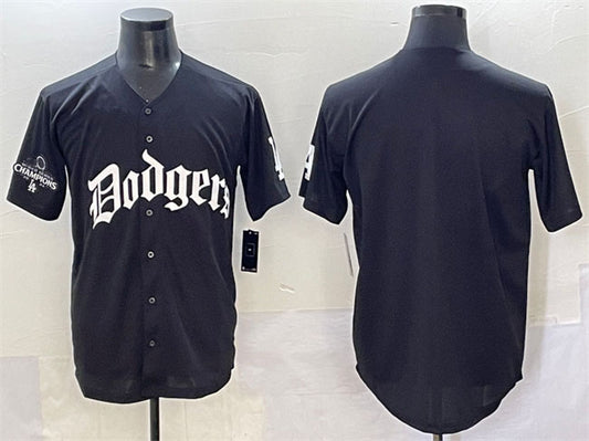 Los Angeles Dodgers Blank Black 2025 LA Gothic Style With 2024 World Series Champions Patch Vapor Premier Limited Stitched Baseball Jersey