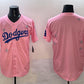 Los Angeles Dodgers Blank Pink 2025 Tokyo Series Limited Stitched Baseball Jersey
