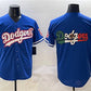 Los Angeles Dodgers Team Big Logo Royal With American Flag Patch Limited Stitched Baseball Jersey