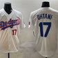 Los Angeles Dodgers #17 Shohei Ohtani White With American Flag Patch Limited Stitched Baseball Jersey