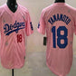 Los Angeles Dodgers #18 Yoshinobu Yamamoto Pink 2025 Tokyo Series Limited Stitched Baseball Jersey
