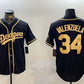 Los Angeles Dodgers #34 Fernando Valenzuela Black Authentic Collection Stitched Baseball Jersey