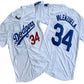 Los Angeles Dodgers #34 Fernando Valenzuela Number White Limited Stitched Baseball Jersey