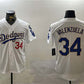 Los Angeles Dodgers #34 Toro Valenzuela White Gold 2024 World Series With Fernando Memorial Patch Home Limited Stitched Baseball Jersey