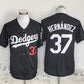 Los Angeles Dodgers #37 Teoscar Hernández Black Cool Base Stitched Baseball Jersey