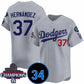 Los Angeles Dodgers #37 Teoscar Hernandez Gray 2024 World Series Champions With Fernando Memorial Patch Vapor Premier Limited Stitched Baseball Jersey