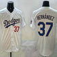 Los Angeles Dodgers #37 Teoscar Hernandez Number White Gold Cool Base Stitched Baseball Jersey