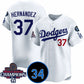 Los Angeles Dodgers #37 Teoscar Hernandez White 2024 World Series Champions With Fernando Memorial Patch Vapor Premier Home Limited Stitched Baseball Jersey