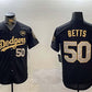 Los Angeles Dodgers #50 Mookie Betts Black Gold 2024 World Series With No. 34 Patch Limited Stitched Baseball Jersey