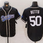 Los Angeles Dodgers #50 Mookie Betts Black White Cool Base Stitched Baseball Jersey